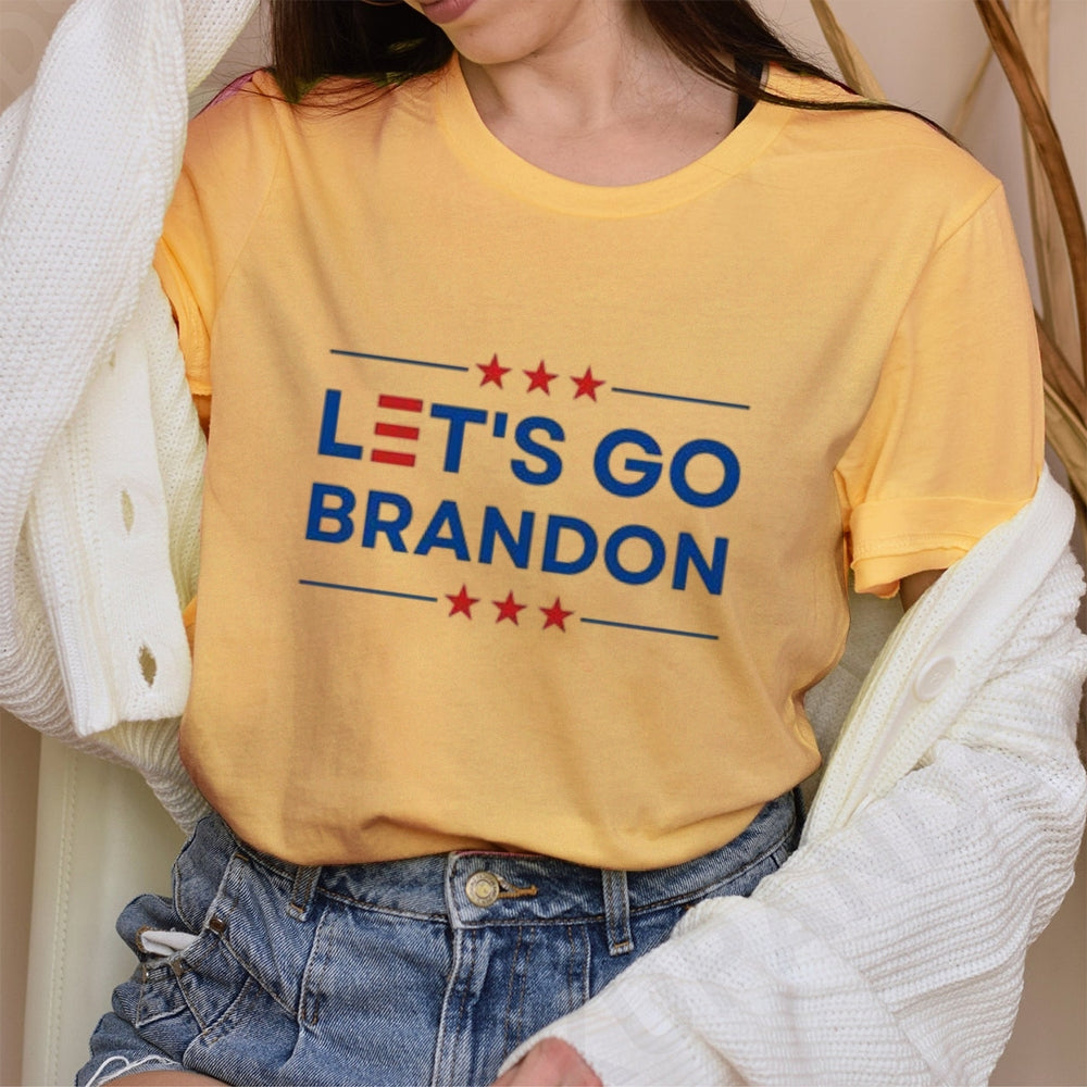 Women LET'S GO BRANDON Star Print T-shirt
