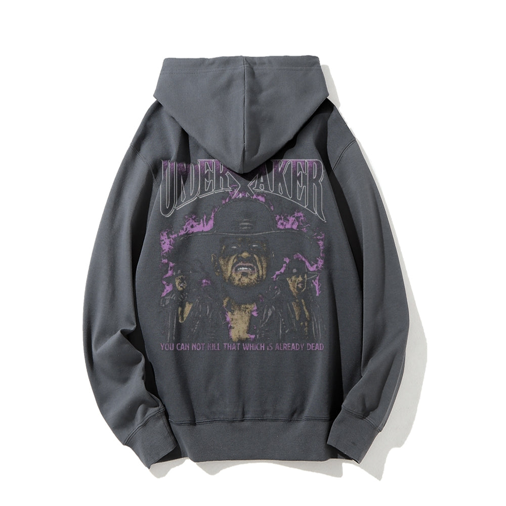 Mens Vintage Undertaker Darkness Style Print Graphic Pullover With Kangaroo Pocket Hoodies