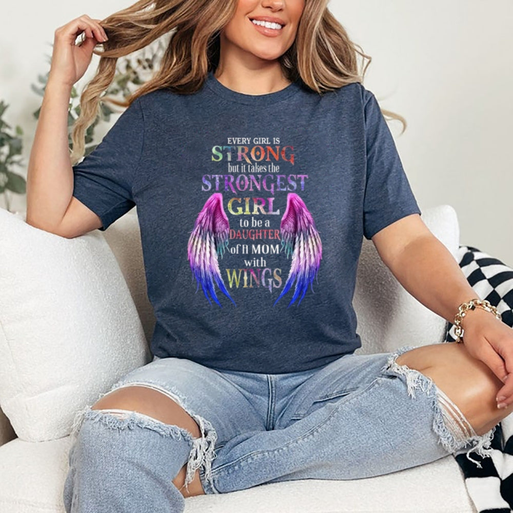 Women  Every Girl Is Strong With Wing Print Graphic T-shirt