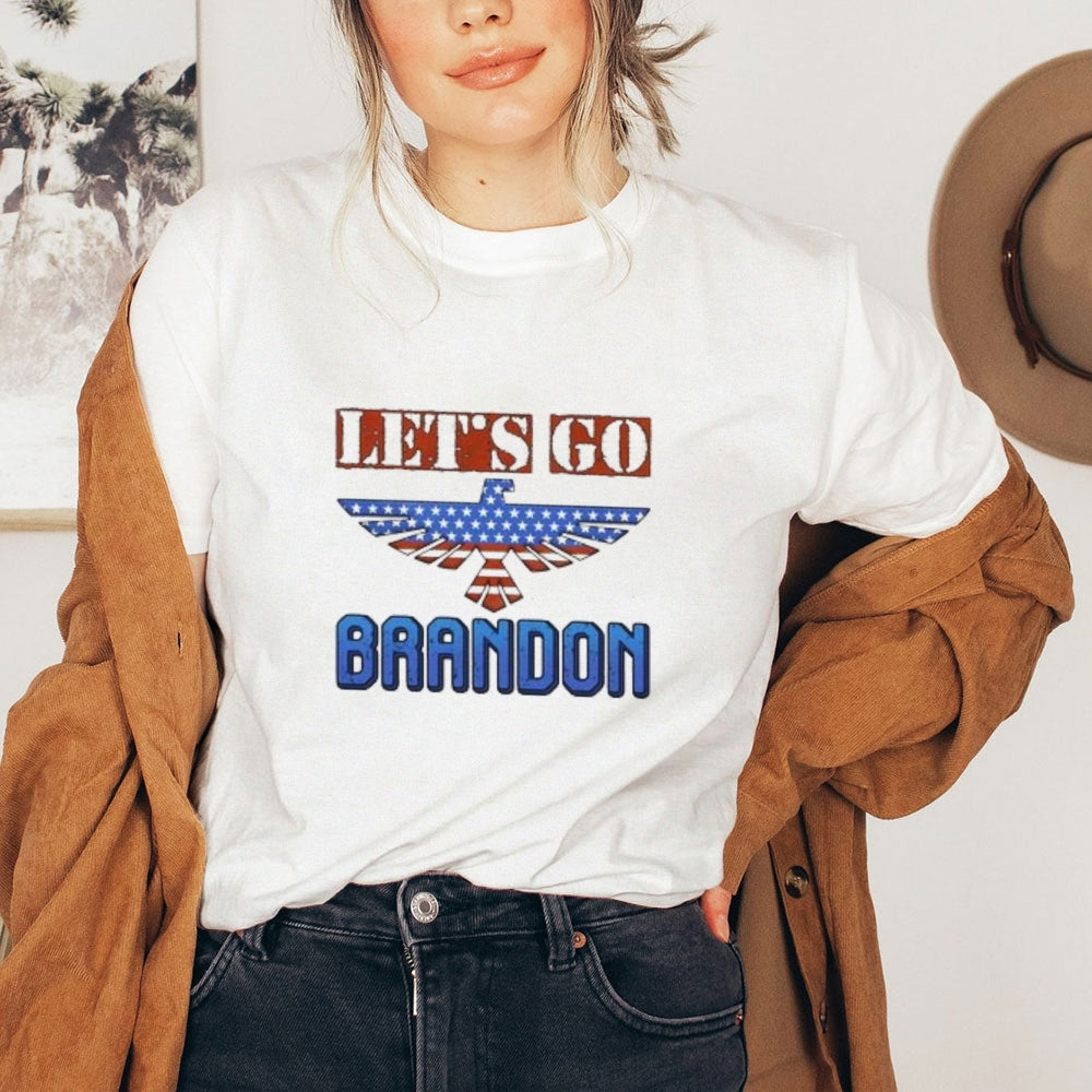 Women LET'S GO BRANDON Eagle Flag Print T-shirt
