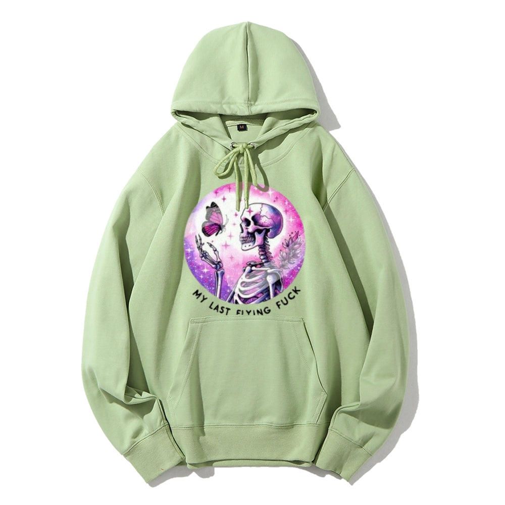 Women Cute Skeleton with Flying Graphic Hoodies