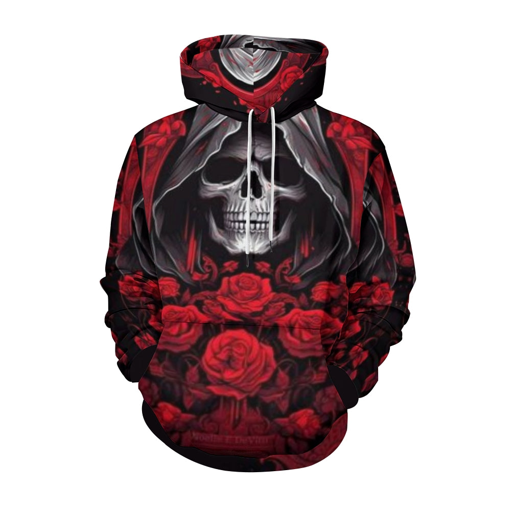 Mens Halloween Skull with Roses 3D Print Hoodies