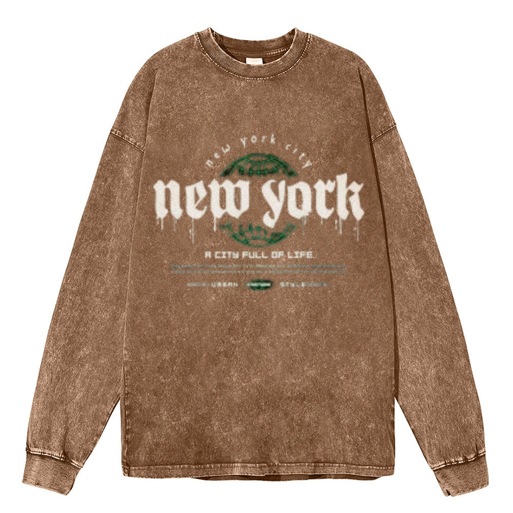 Oversized Vintage Washed New York City Graphic Sweatshirt