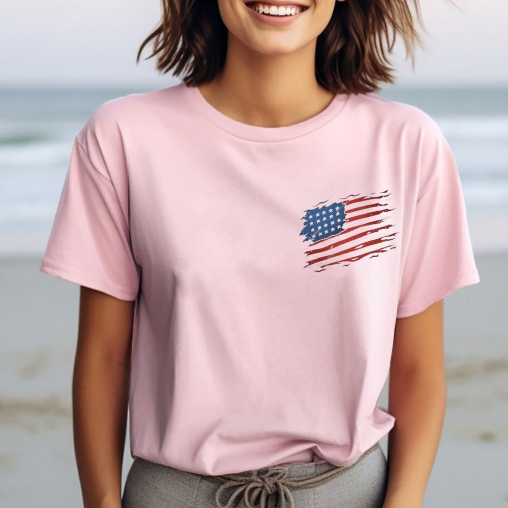 Women Flag Independence Day Stars Stripes Graphic T-shirt