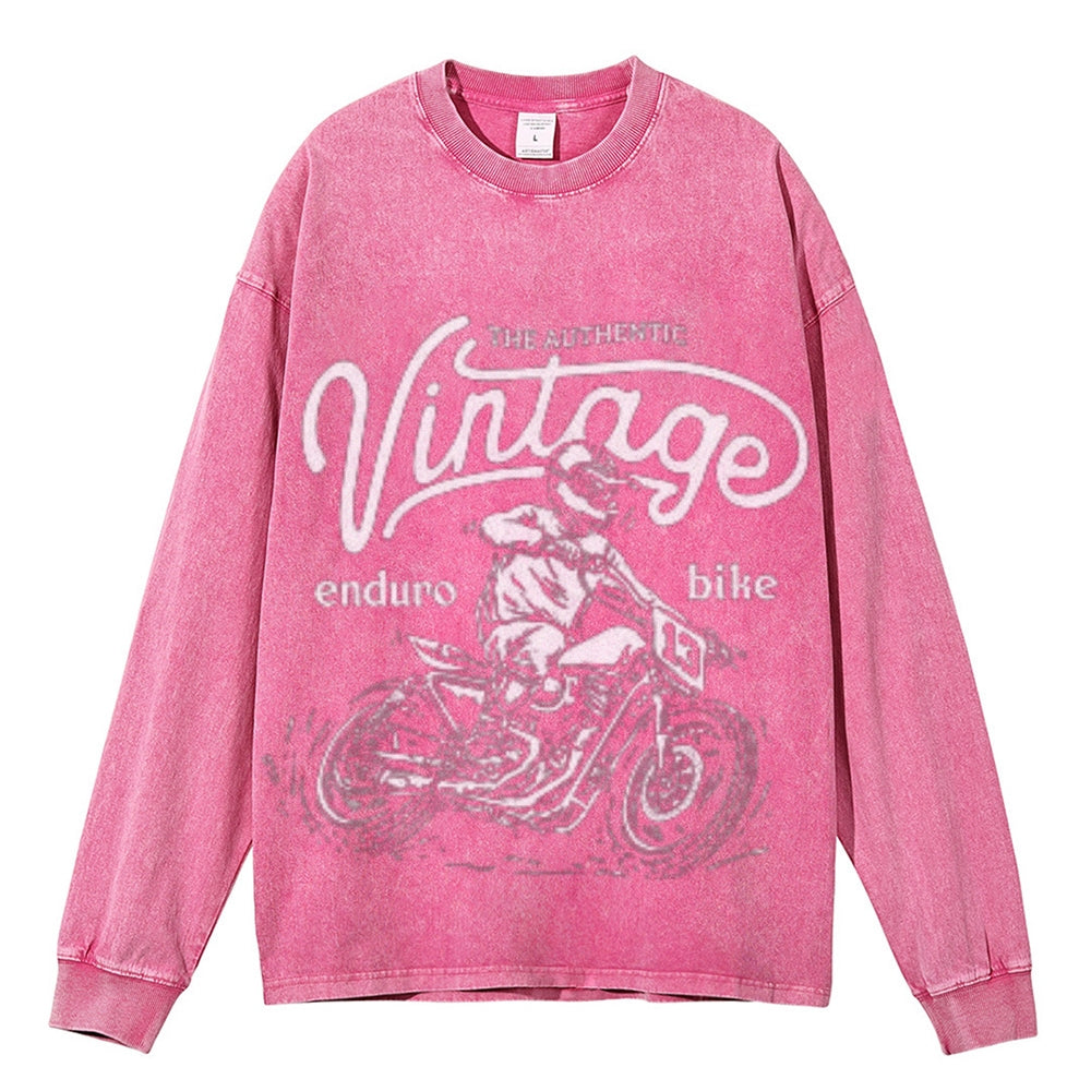 Oversized Vintage Washed ENDURO BIKE Motorcycle Graphic Sweatshirt