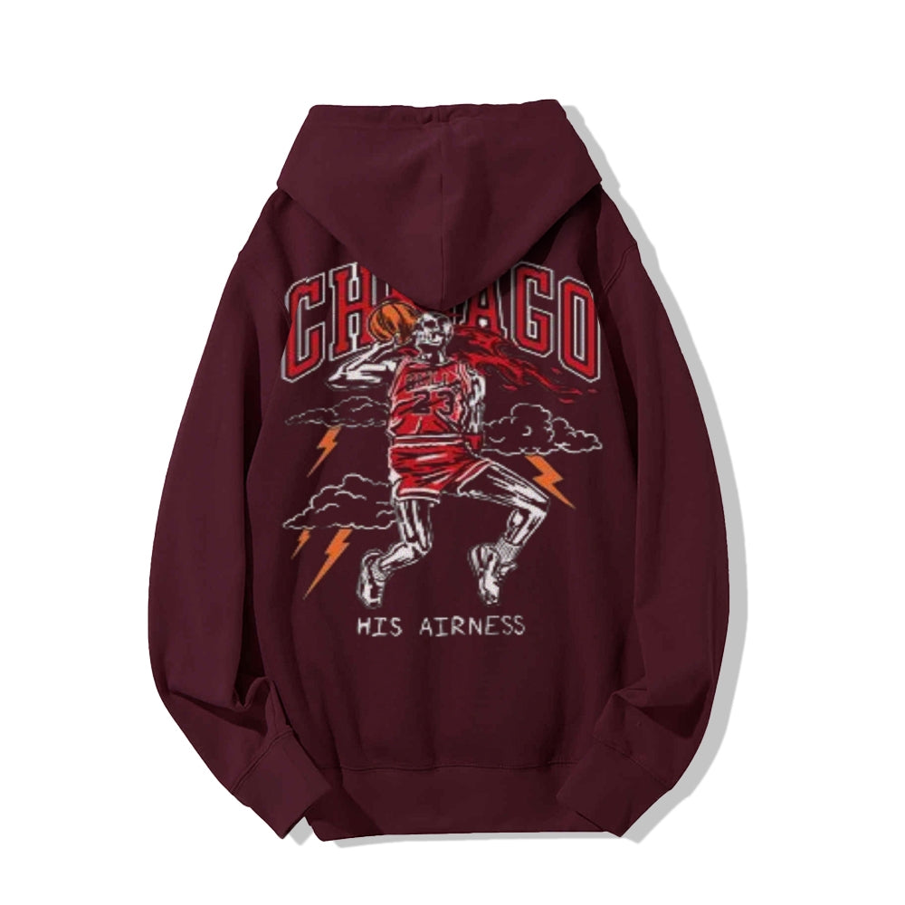 Mens Vintage Chicago Darkness Style Print Graphic Pullover With Kangaroo Pocket Hoodies