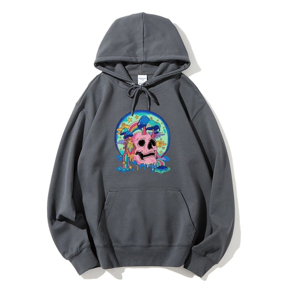 Mens Skull with Magic Mushroom Graphic Hoodies