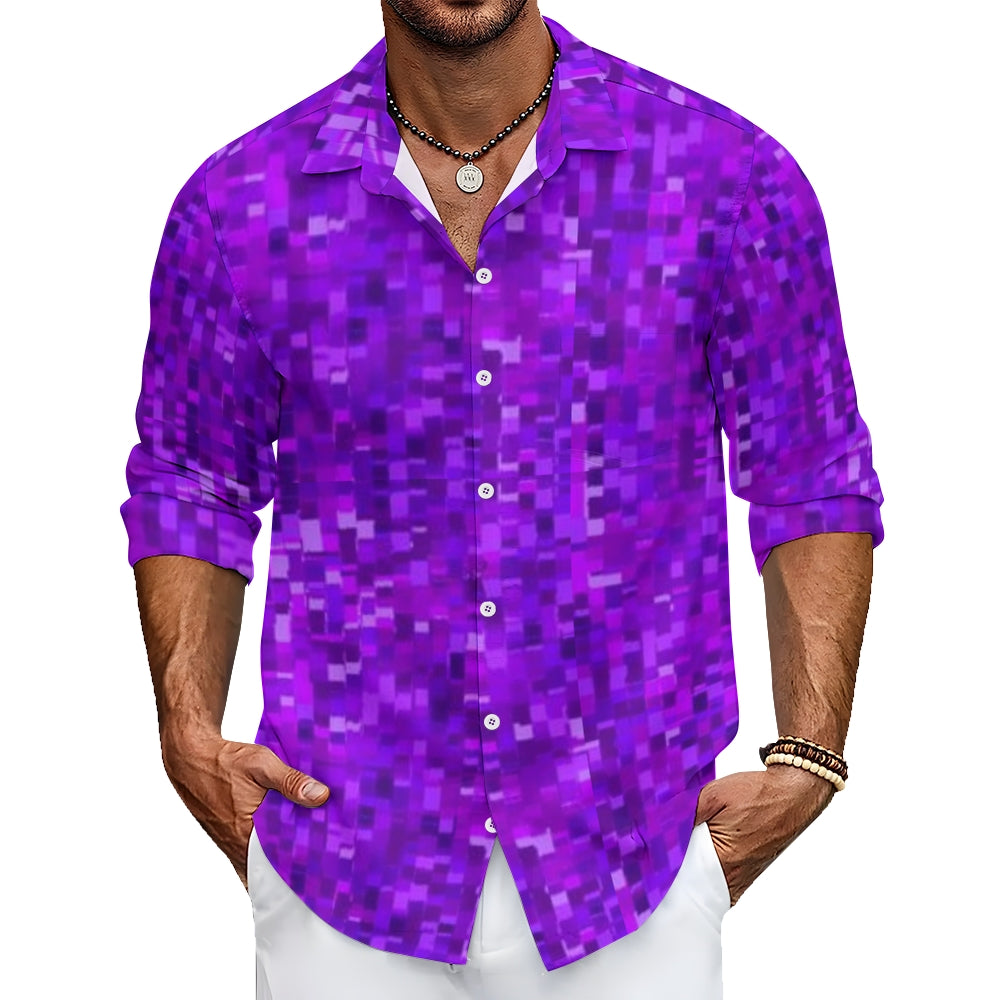 Mens Geometric Abstraction Purple Ombre Long Sleeve Shirt