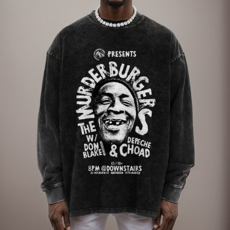 Mens Vintage Portrait Print Sweatshirt