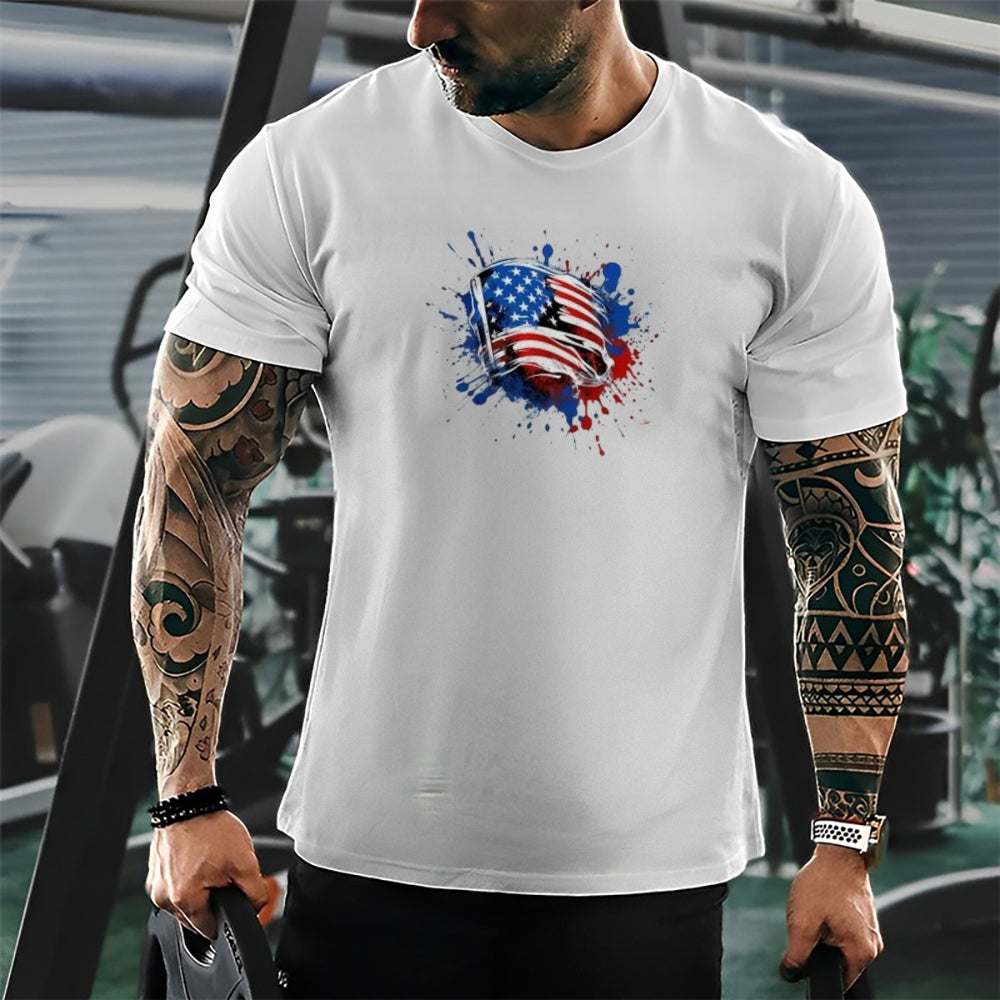 Mens Flag Independence Day Stars Stripes Graphic Tee