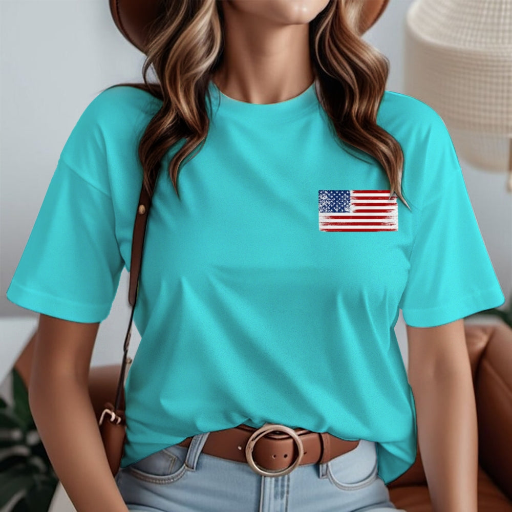 Women American Flag Print T-shirt