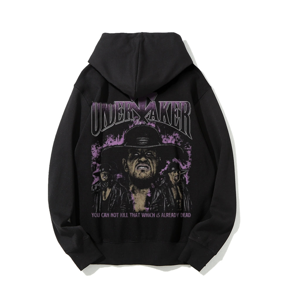 Mens Vintage Undertaker Darkness Style Print Graphic Pullover With Kangaroo Pocket Hoodies