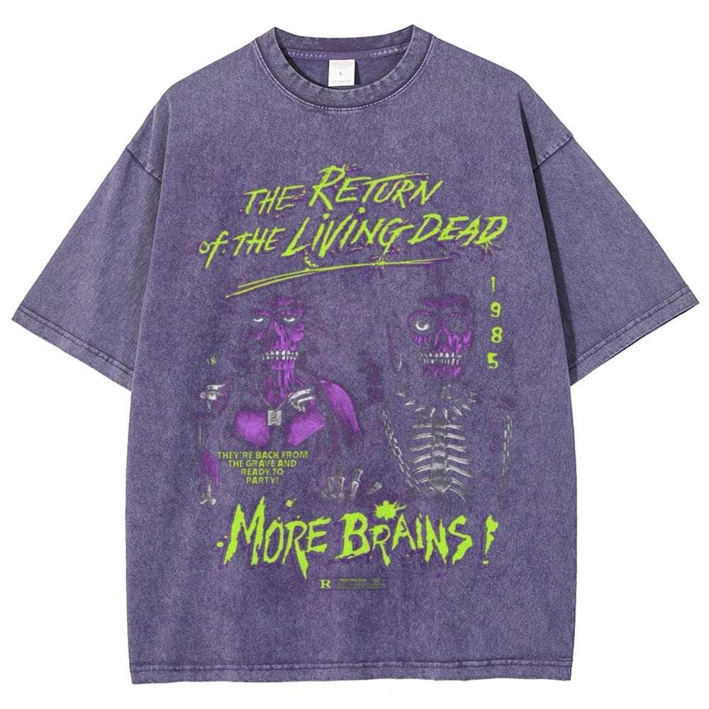 Unisex Vintage The Return of the Living Dead Graphic Short Sleeve Washed T-shirt