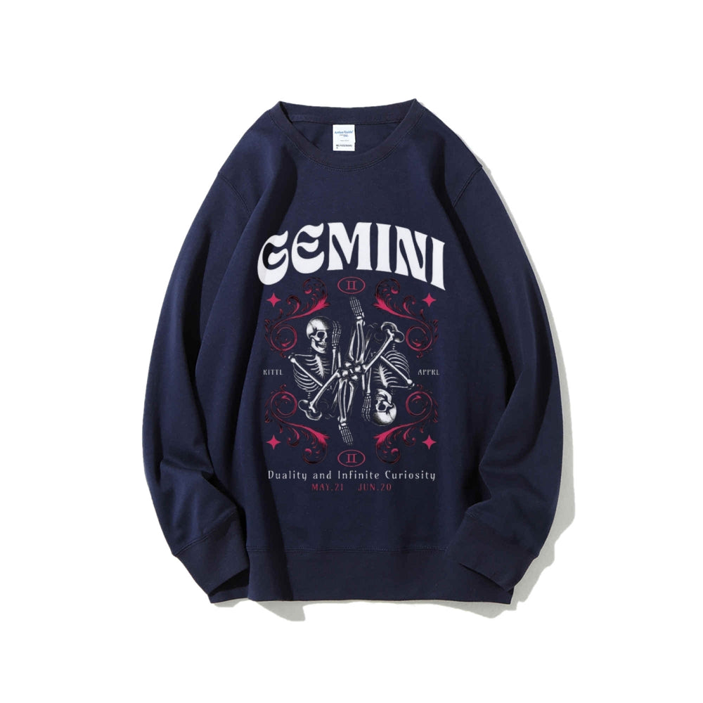 Women Vintage Gemini Skull Graphic Sweatshirts
