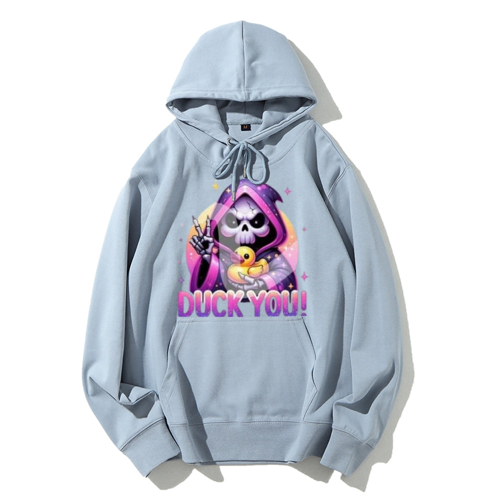 Women Cute Duck with Skull Graphic Hoodies