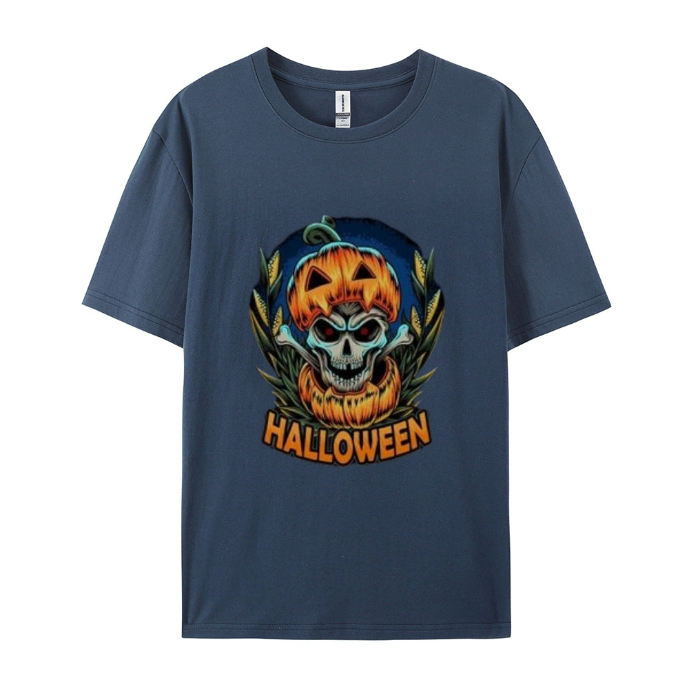 Mens Halloween Pumpkin Head Graphic Tee