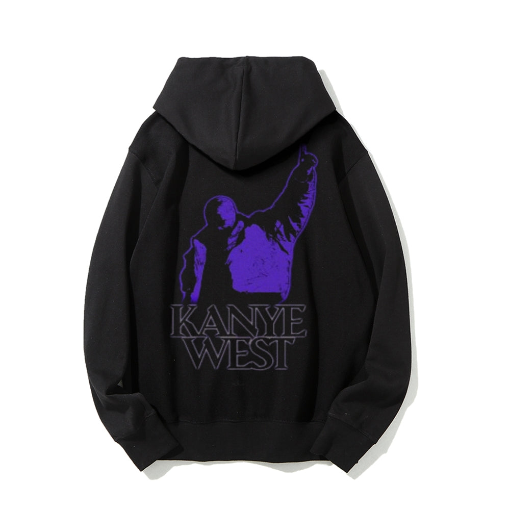 Mens Vintage Kane West Darkness Style Print Graphic Pullover With Kangaroo Pocket Hoodies