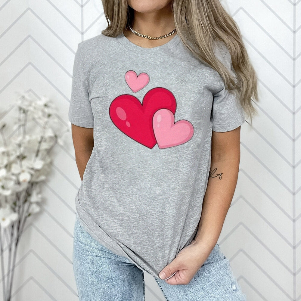 Women Love Pink Heart Valentine's Day Print Graphic T-shirt