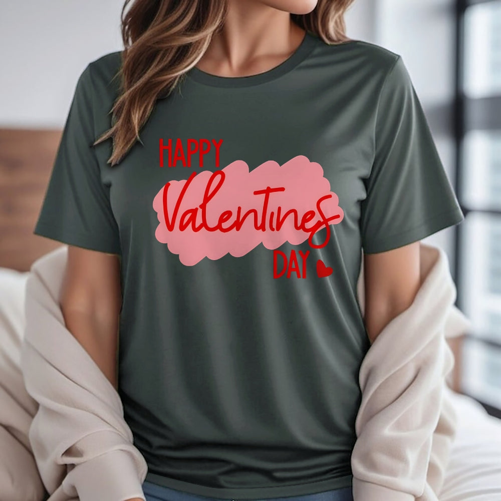 Women Happy Valentine's Day Print Graphic T-shirt