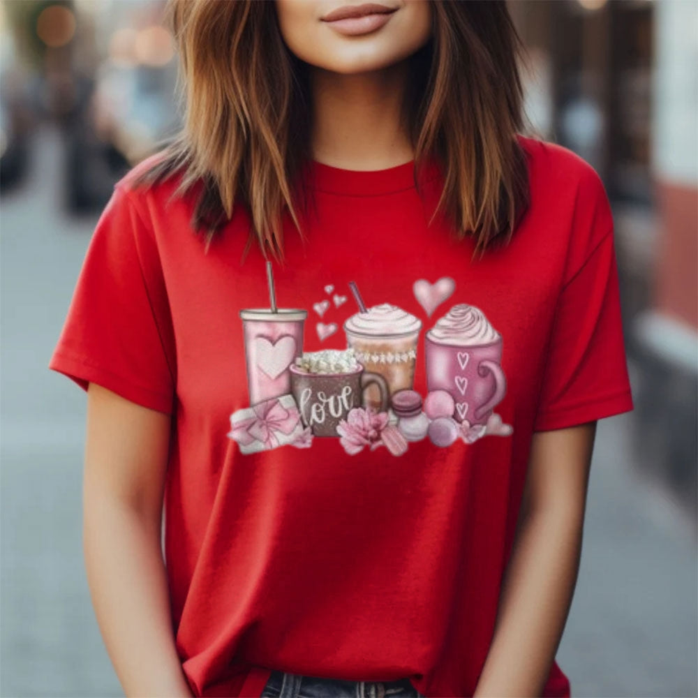 Women Coffee Is My Valentine's Day Print Graphic T-shirt