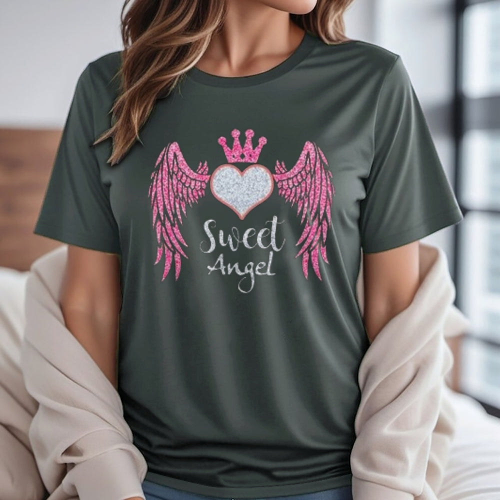 Women Sweet Angel Queen Print Graphic T-shirt