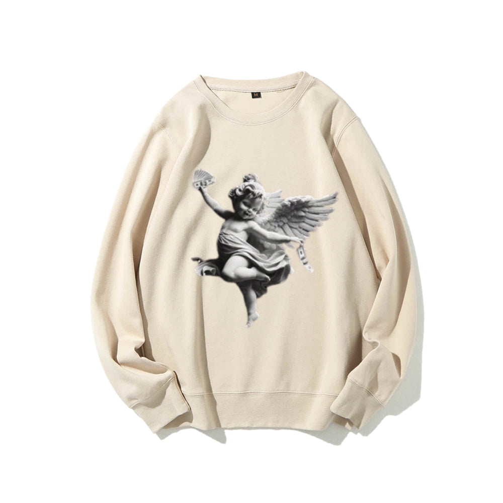Women Vintage Money Angel Graphic Sweatshirts