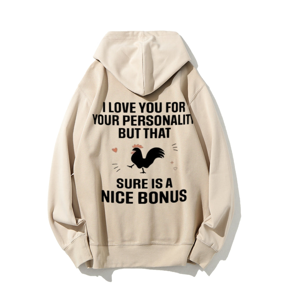 I Love You For Your Personality Funny Letter Graphic Pullover With Kangaroo Pocket Hoodies