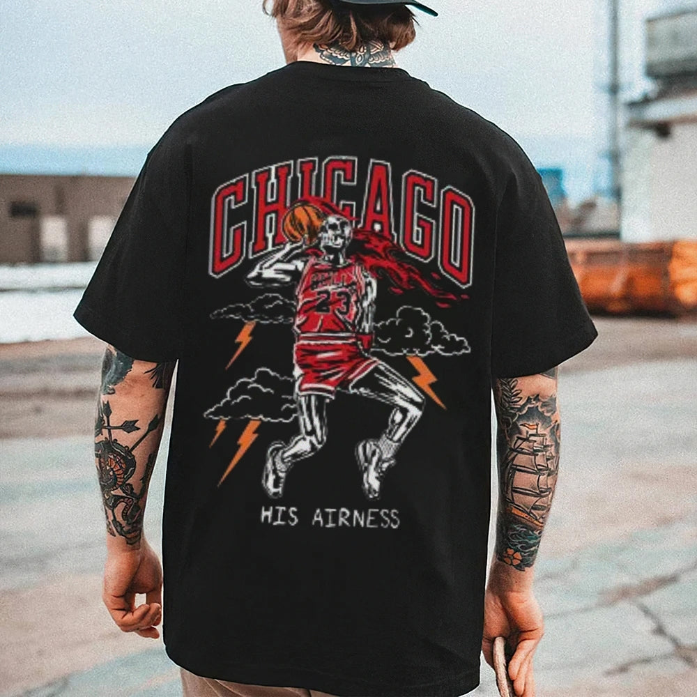 Mens Vintage Chicago Darkness Style Print Graphic Tee