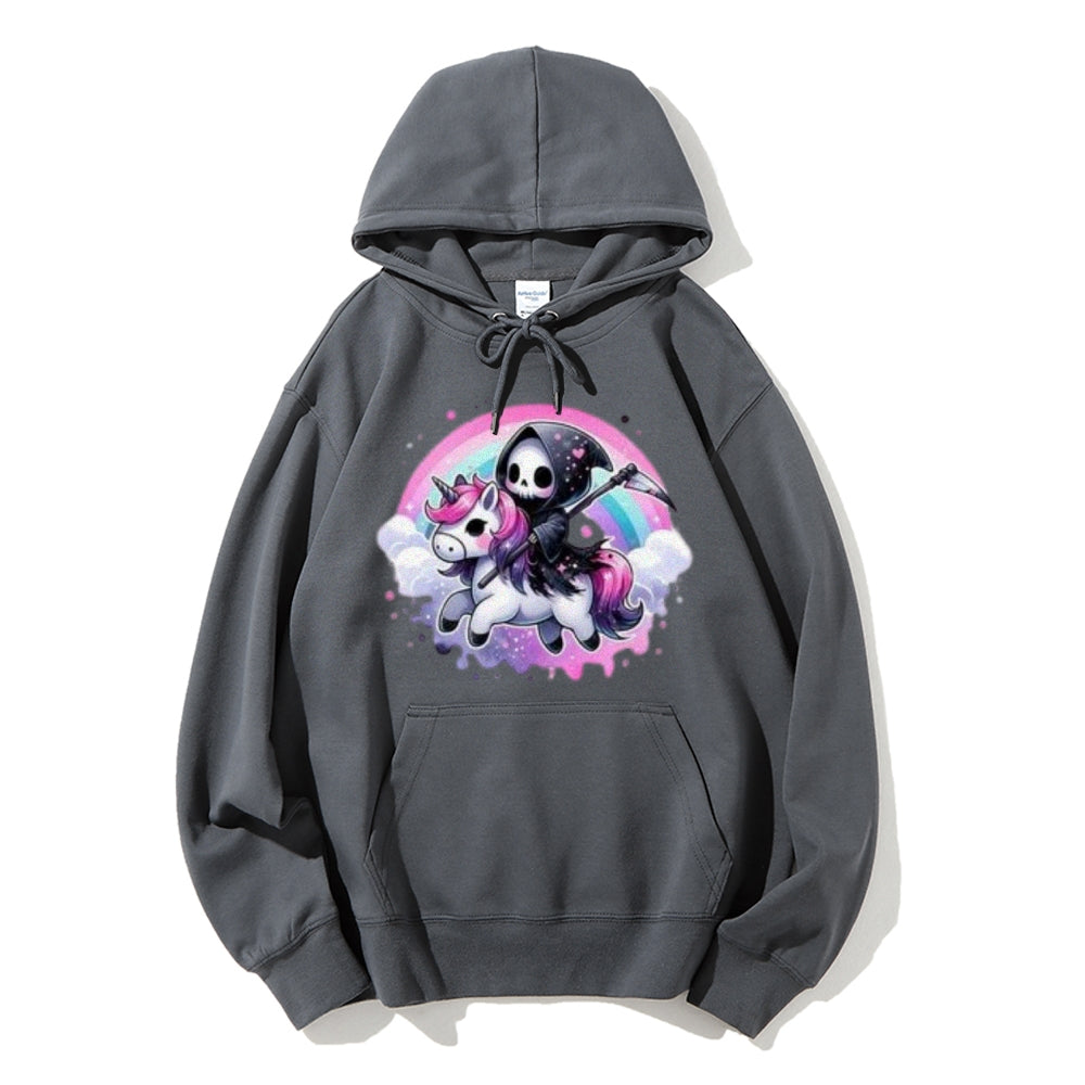 Women Cute Unicorn Skeleton Graphic Hoodies