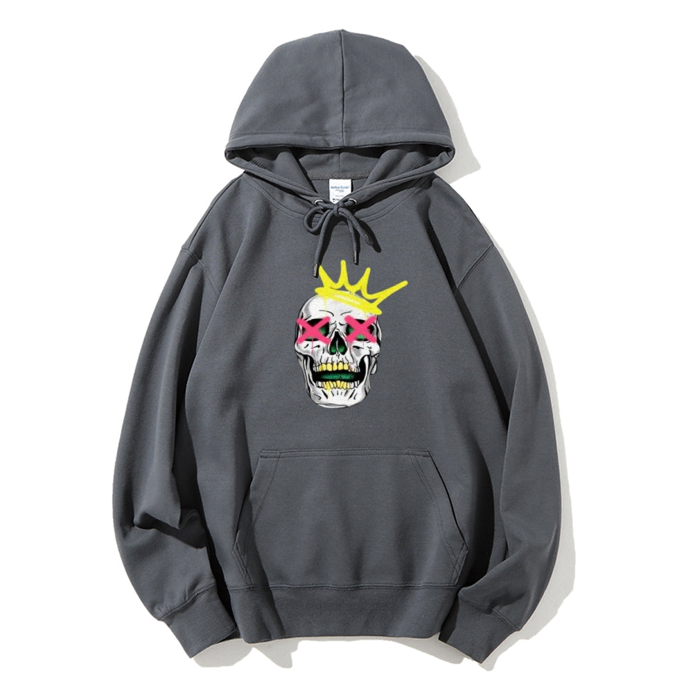 Mens Ruby Tooth King Skull Graphic Hoodies