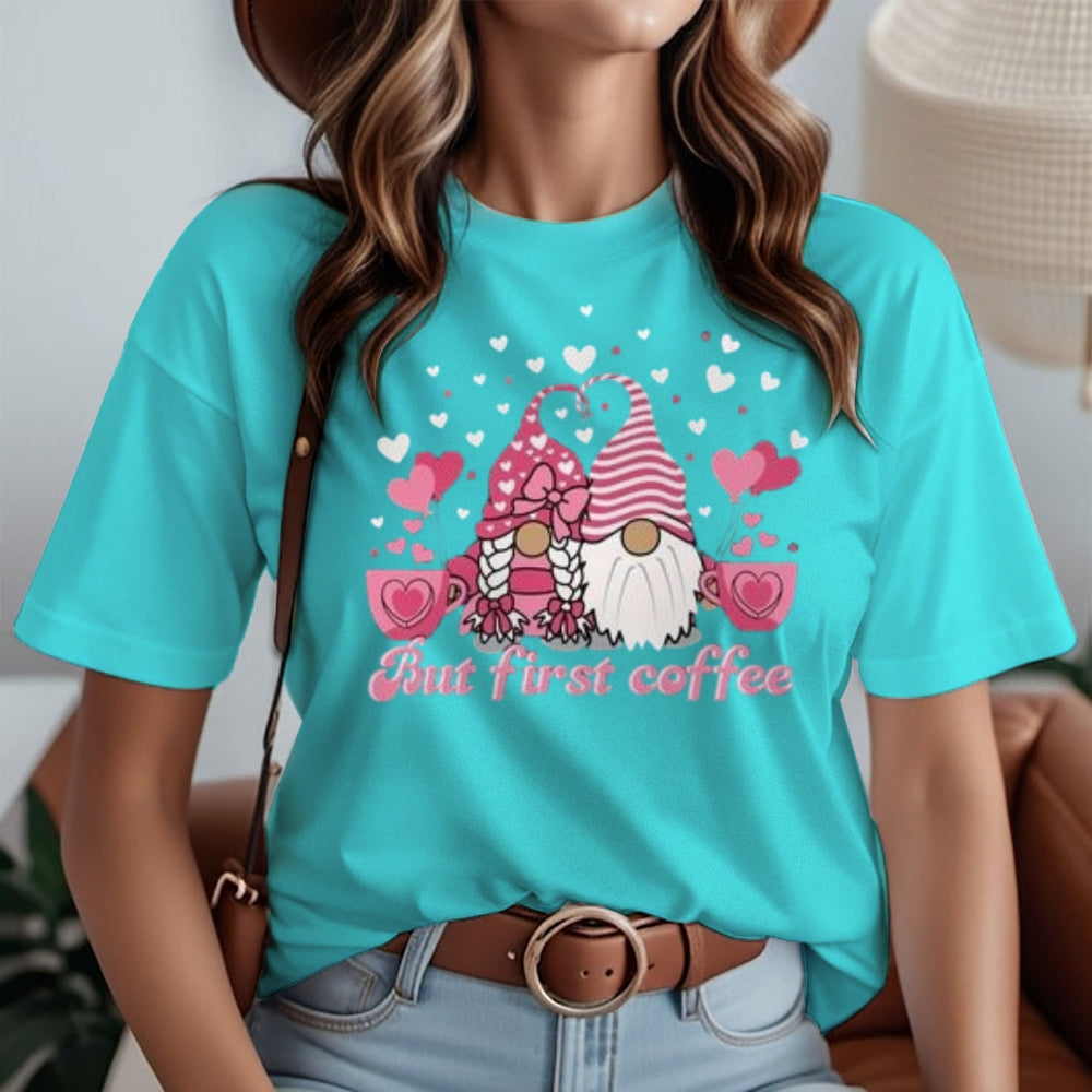 Women Coffee Is My Valentine's Day Print Graphic T-shirt