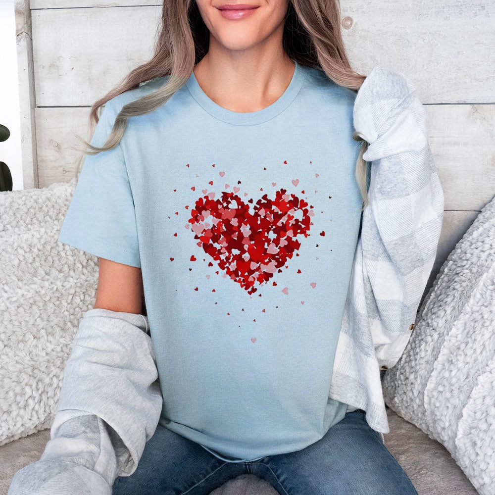 Women Valentine's Day Love Red Heart Print Graphic T-shirt