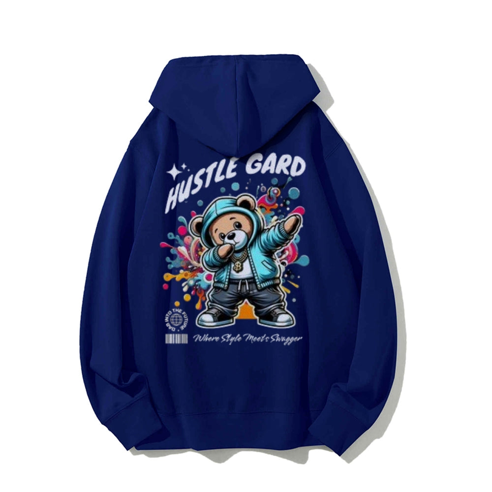 Mens HUSTLE GARD Bear Graphic Hoodies