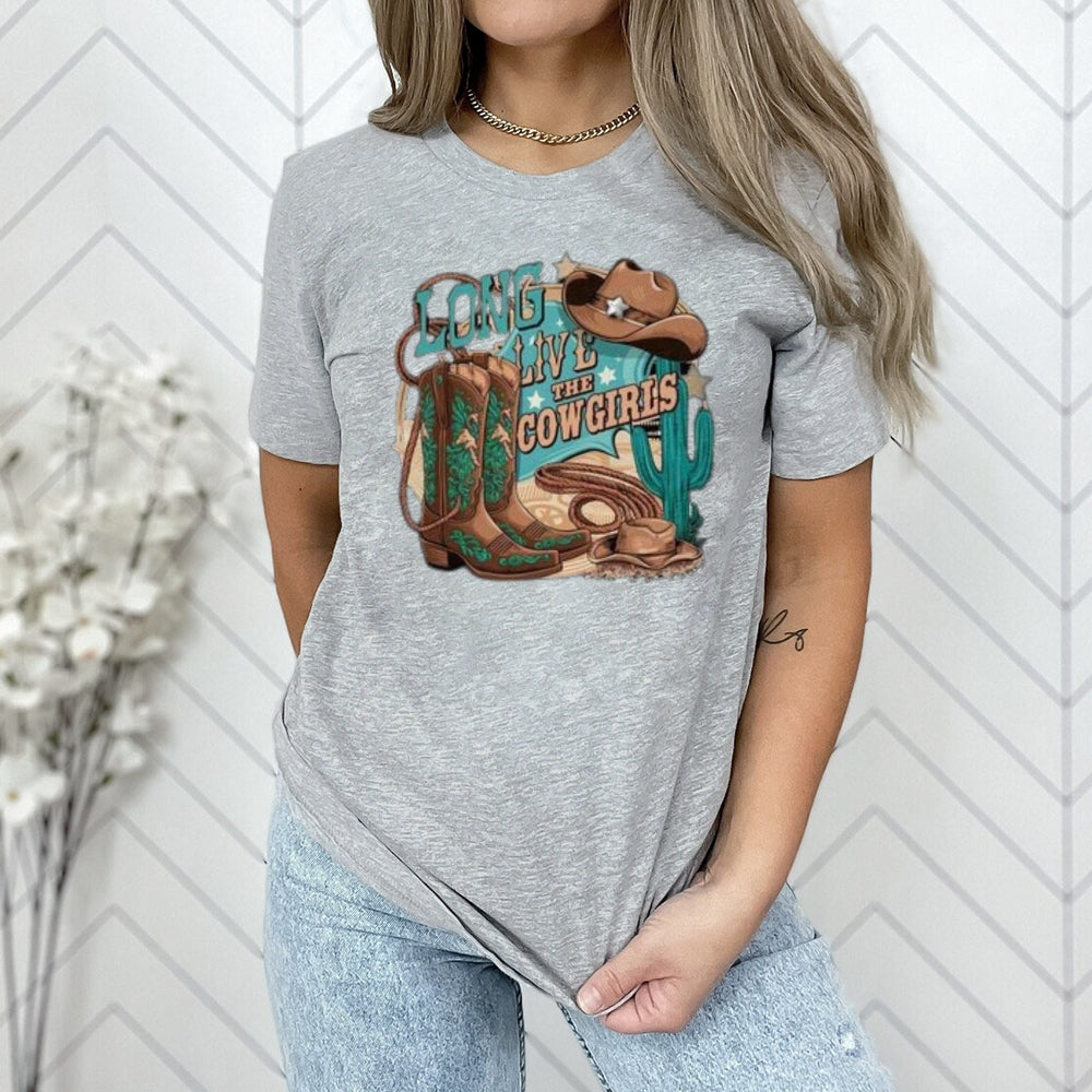 Women Long Live The Cowgirl Print Graphic T-shirt