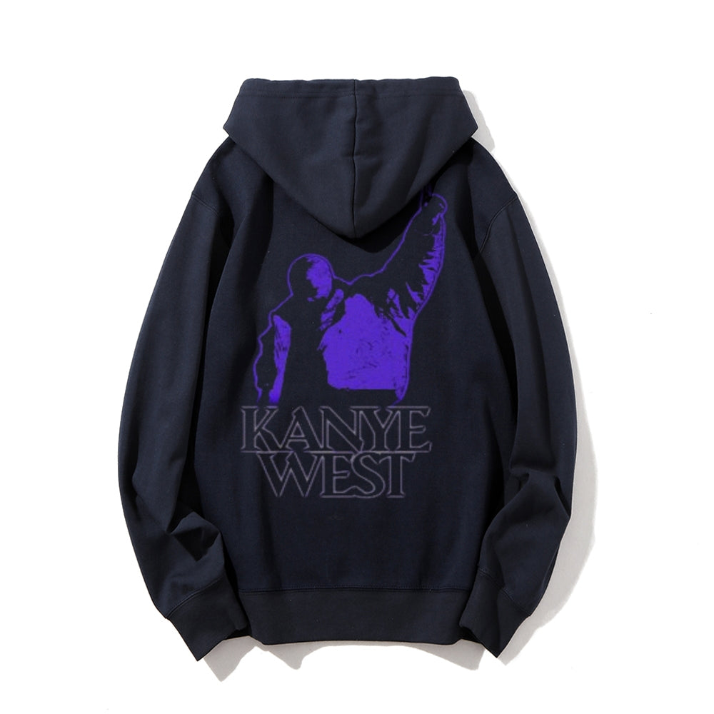 Mens Vintage Kane West Darkness Style Print Graphic Pullover With Kangaroo Pocket Hoodies