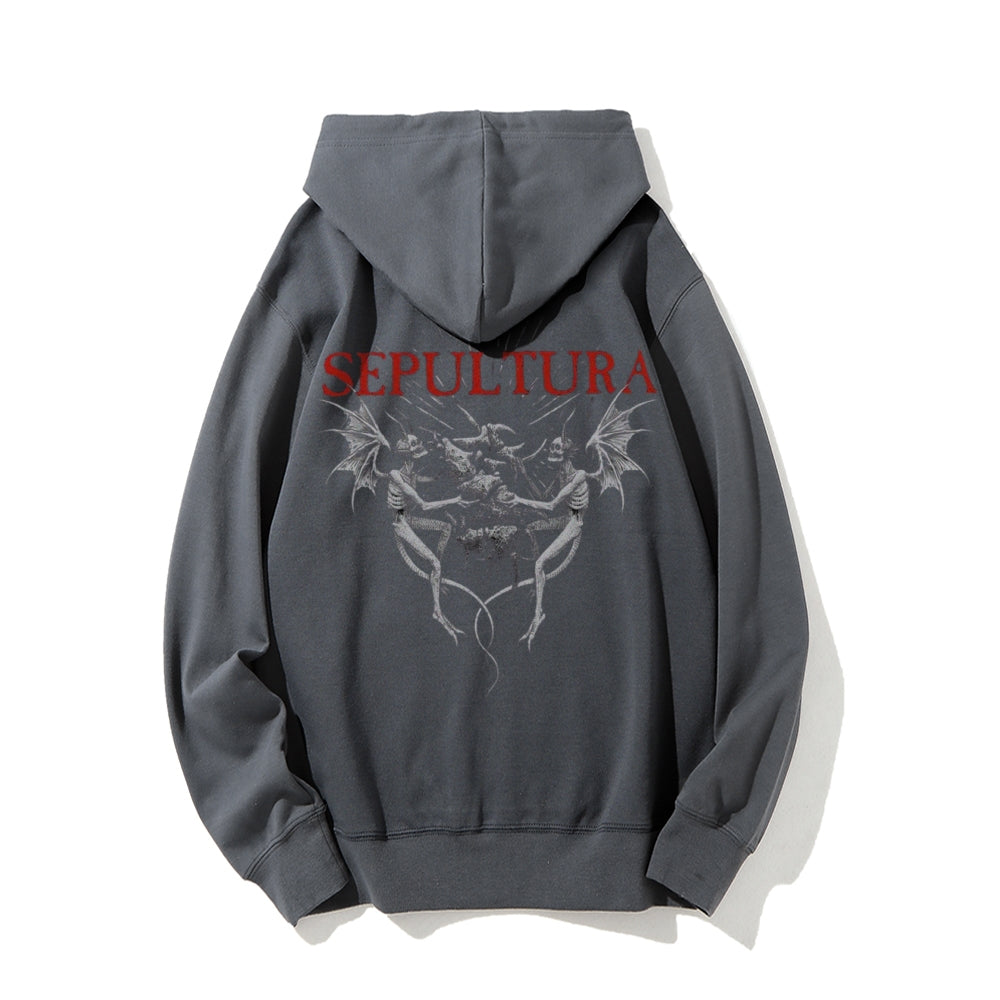 Mens Sepultura Skull Graphic Hoodies