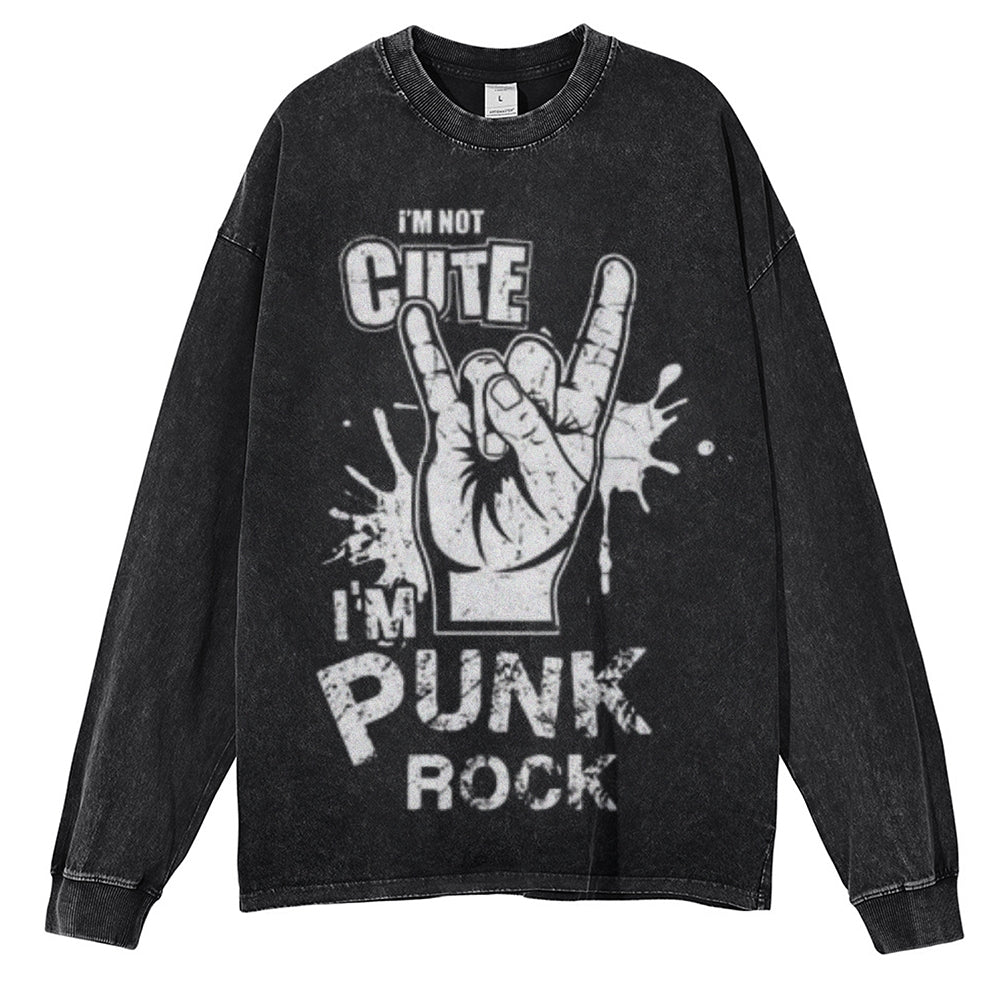 Oversized Vintage Washed I AM PUNK ROCK Graphic Sweatshirt