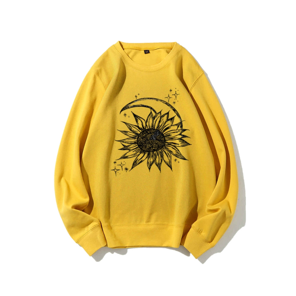 Women Sunflower Moon Graphic Sweatshirts