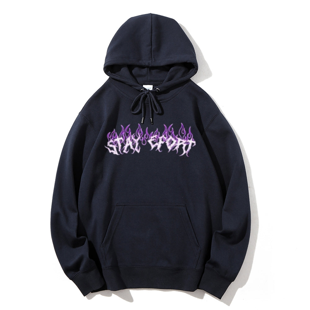 Mens Purple Flame Graphic Hoodies