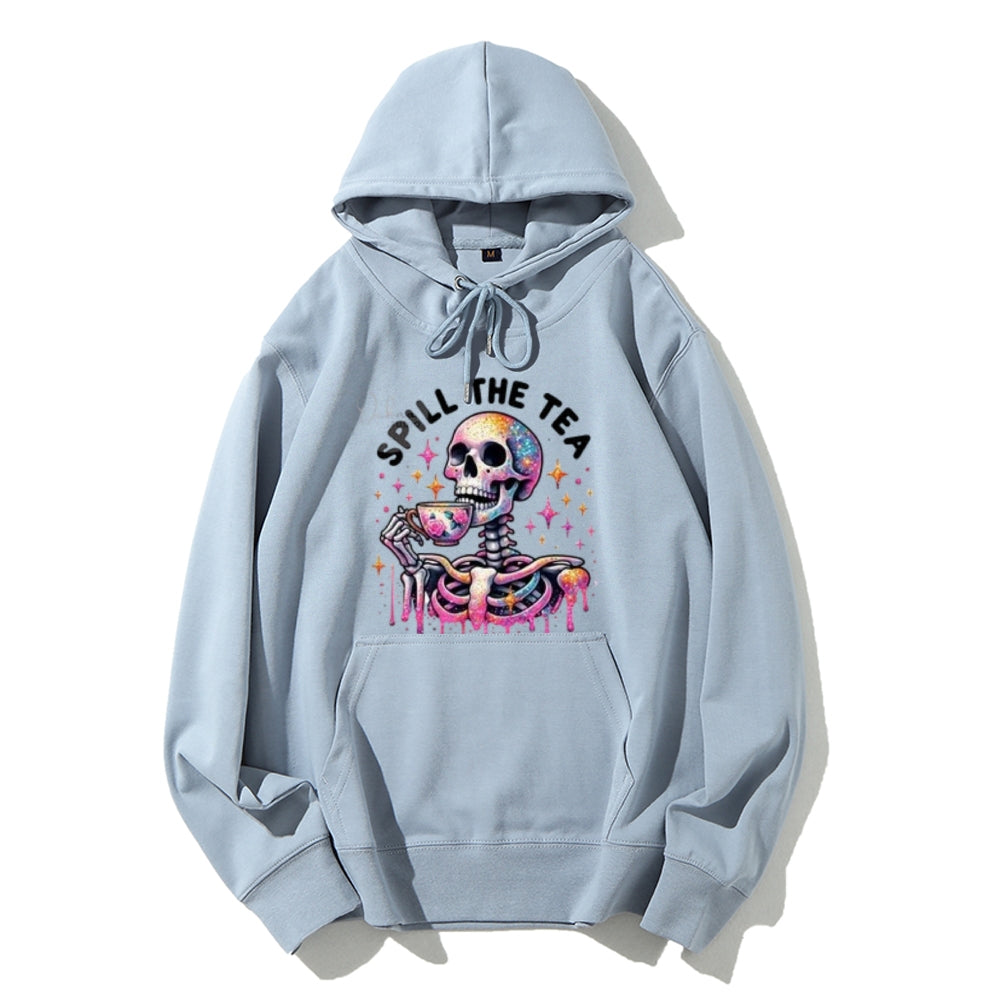 Women Spill The Tea Skull Graphic Hoodies