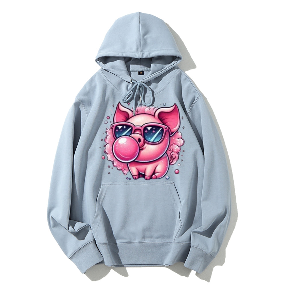 Women Cute Pink Pig Graphic Hoodies