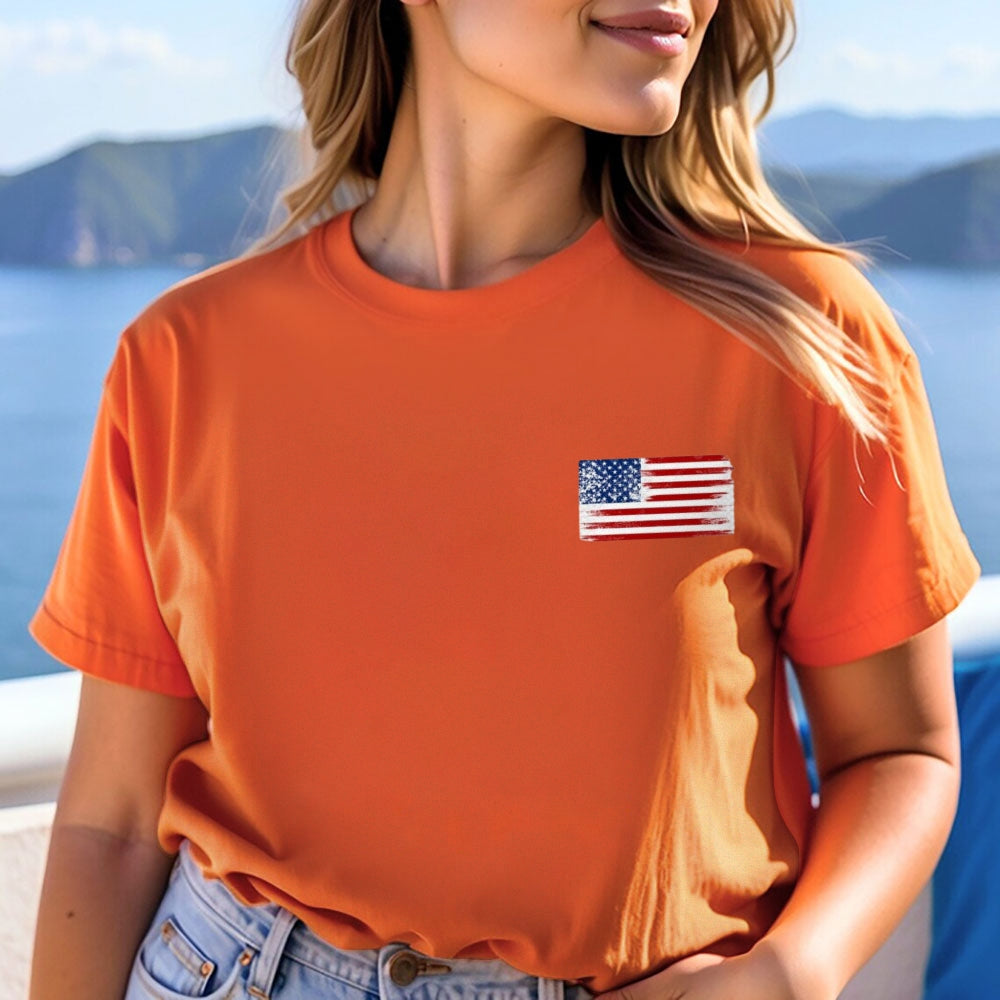 Women American Flag Print T-shirt