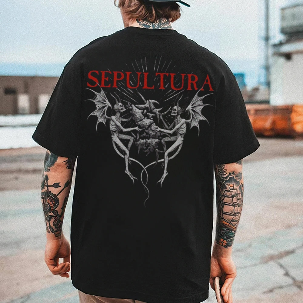 Mens Sepultura Skull Graphic Tee