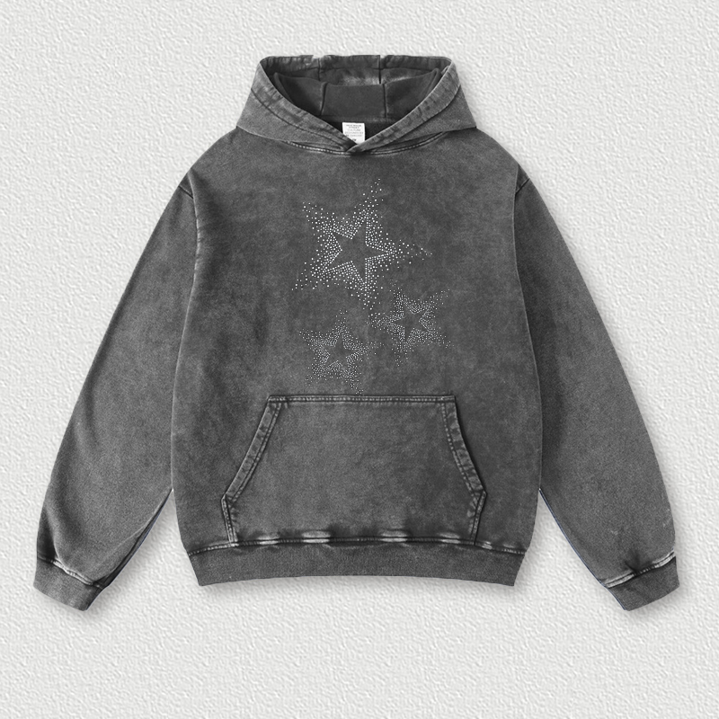 Oversized Bling Stars Vintage Hoodie