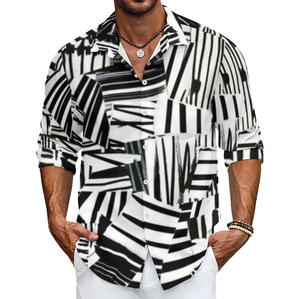 Mens Zebra Print Long Sleeve Shirt