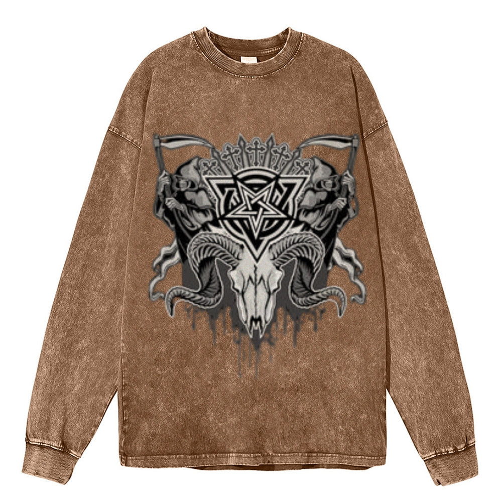 Oversized Vintage Washed Gothic Grunge Graphic Sweatshirt