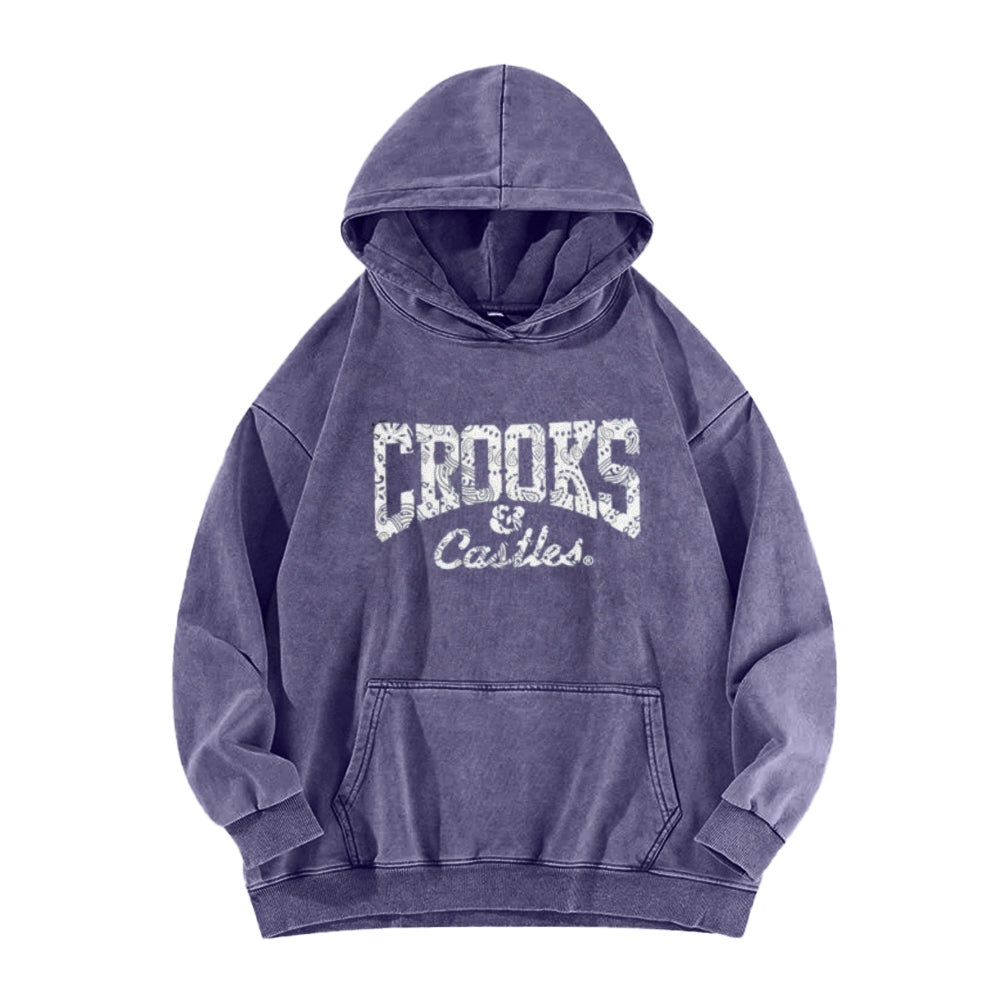 Mens Vintage Crooks Letter Graphic Hoodies