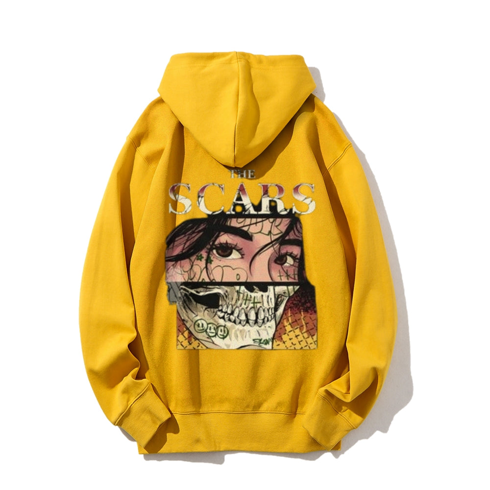 Mens THE SCARS Skull Girl Graphic Hoodies