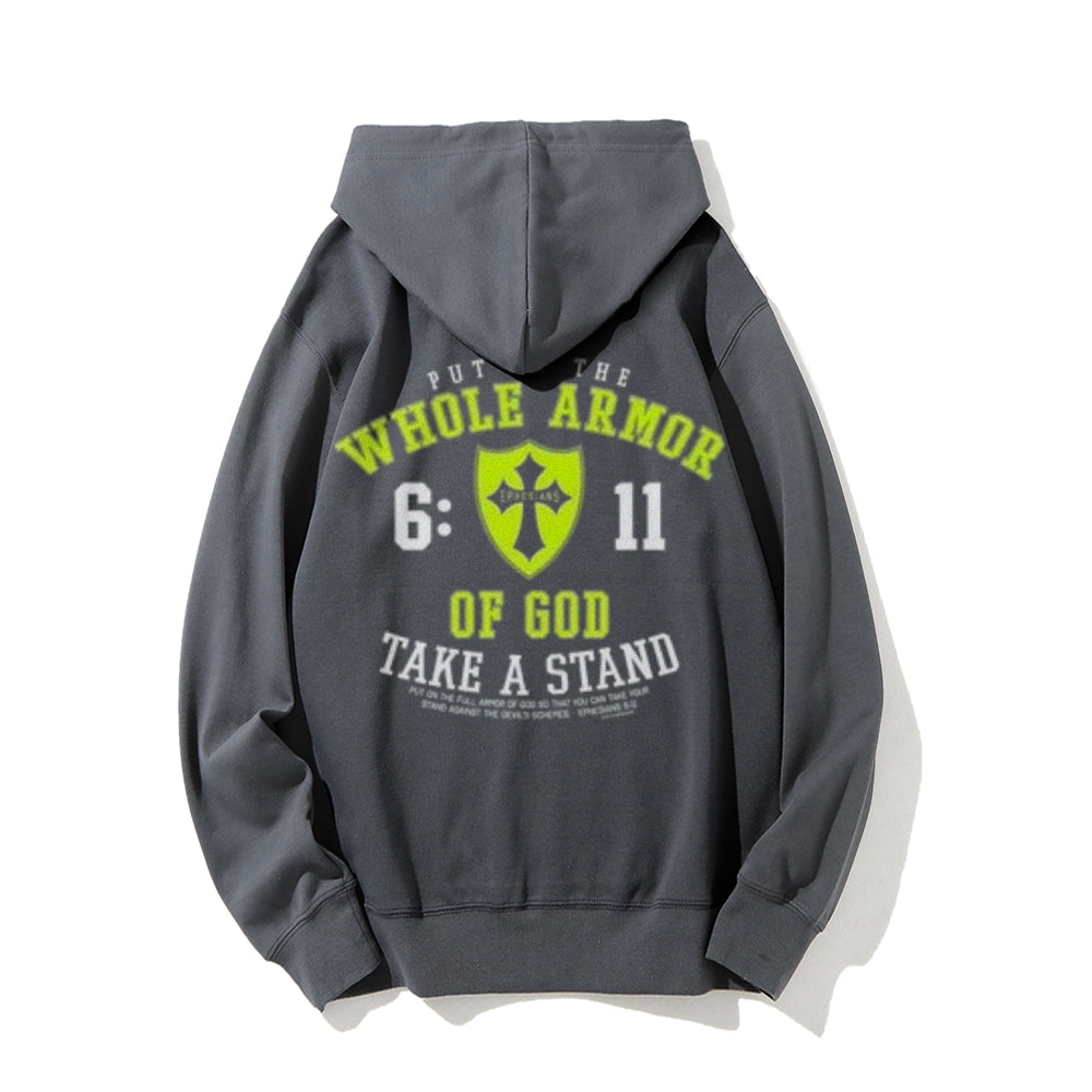 Mens PUT ON THE WHOLE ARMOR OF GOD Graphic Pullover Hoodies