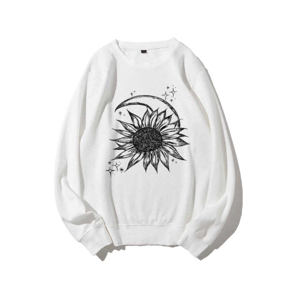 Women Sunflower Moon Graphic Sweatshirts